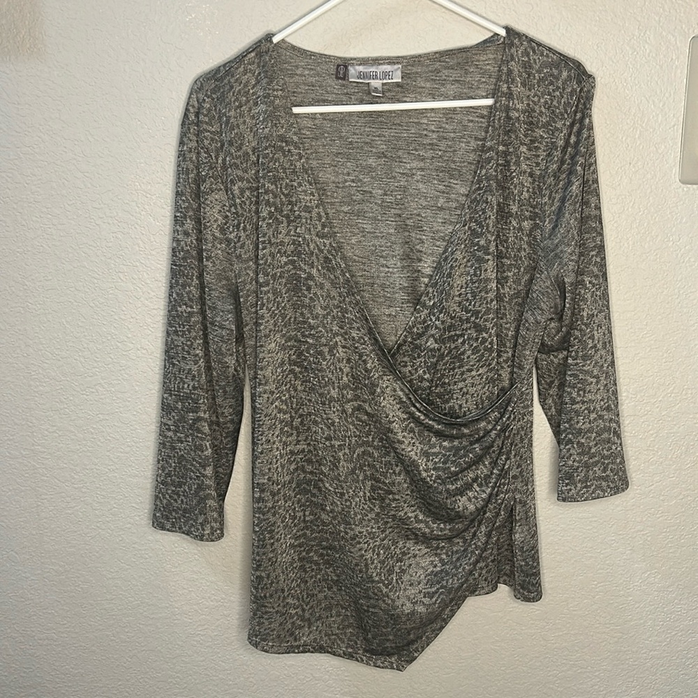 Jennifer Lopez 3/4 sleeve cross over blouse